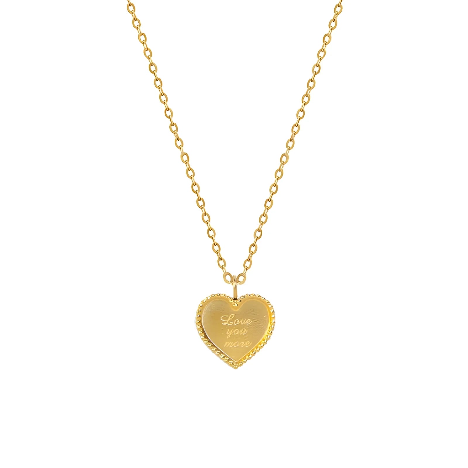 Romantic Gold Heart Necklace with "Love You More" Pendant
 - ModishWorld