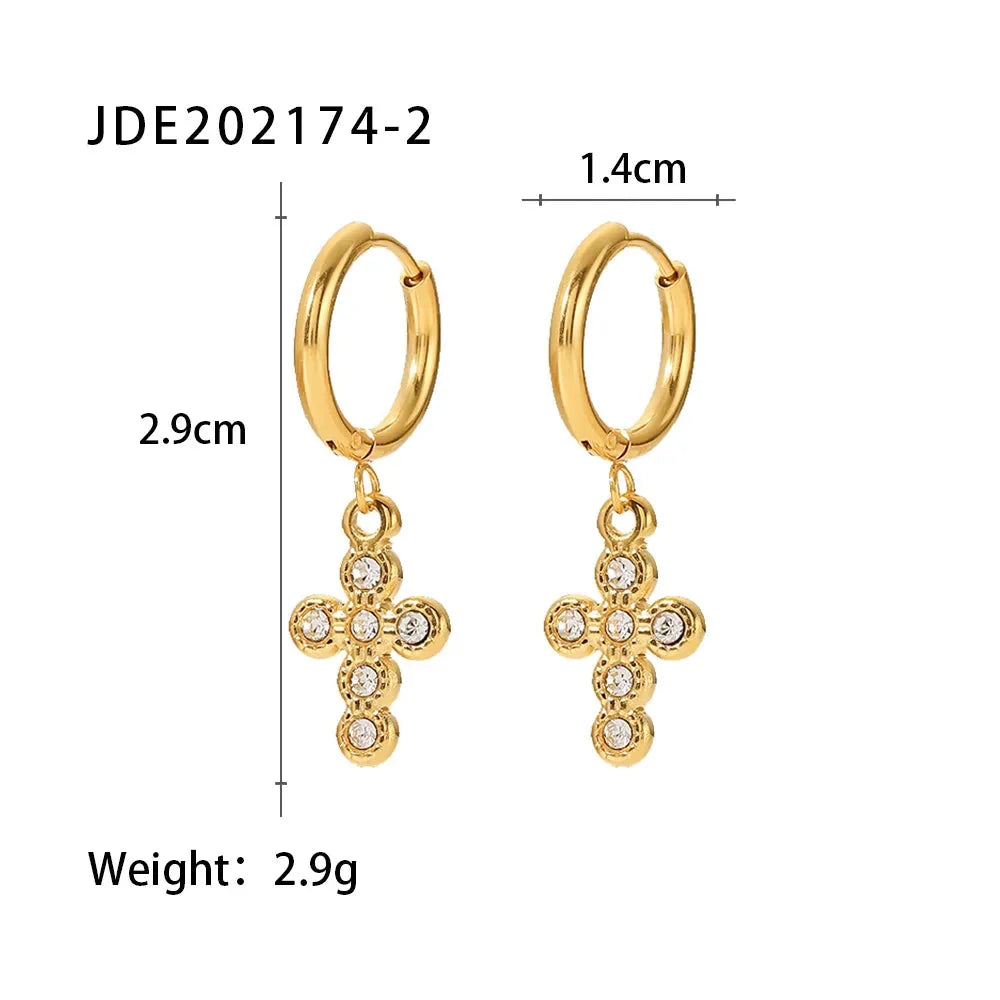 Luxury Designer Gold Hoop Earrings featuring Pearl & Star Charms
 - ModishWorld
