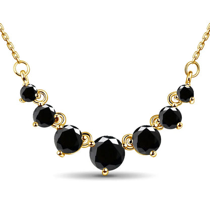 Elegant Designer Gold Necklace featuring Black Gemstones
 - ModishWorld