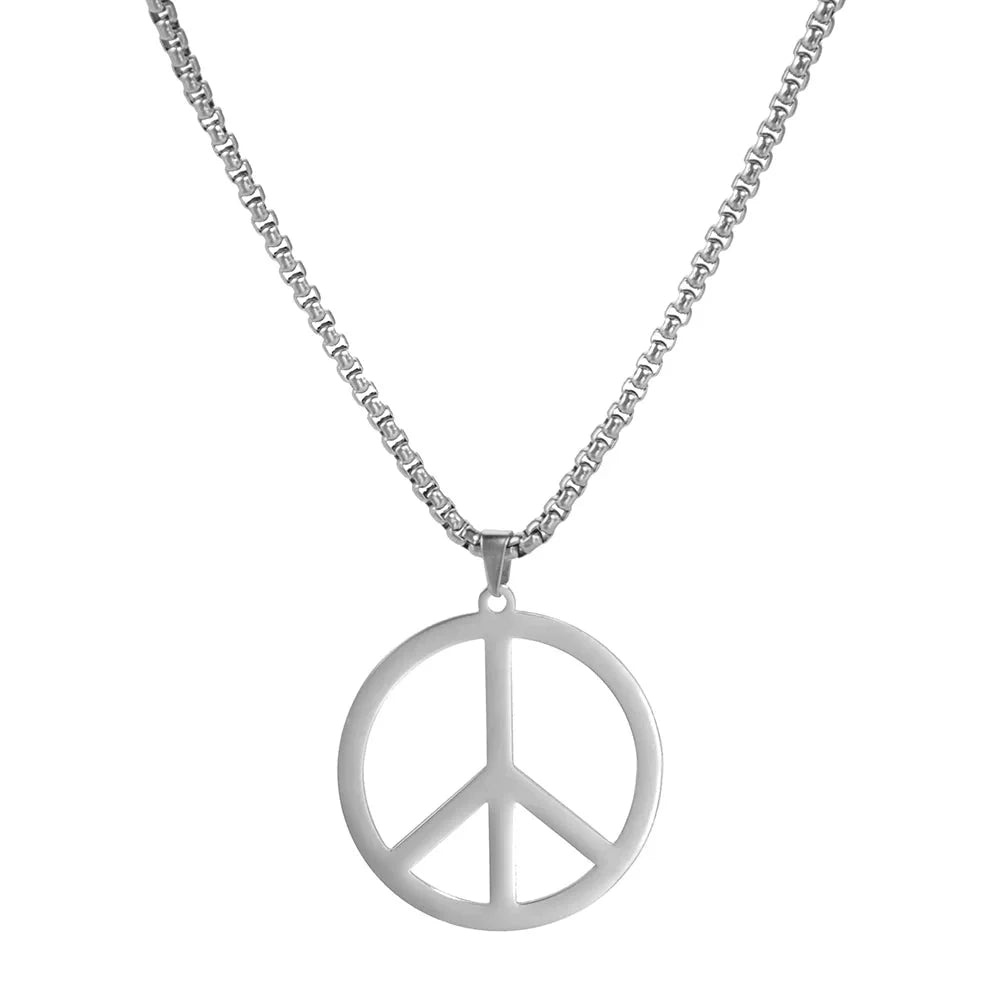 Minimalist Bohemian Hippie Gold Peace Sign Necklace
 - ModishWorld