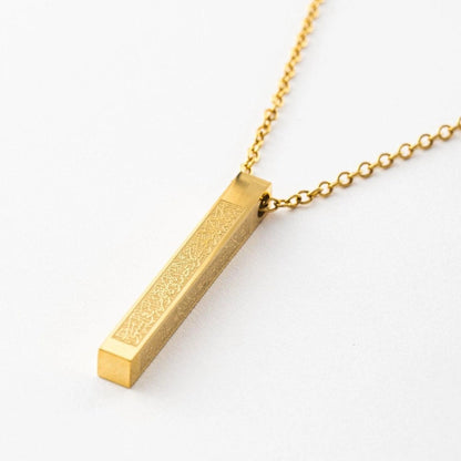 Minimalist Engraved Ayatul Kursi Rectangle Gold Pendant Necklace
 - ModishWorld