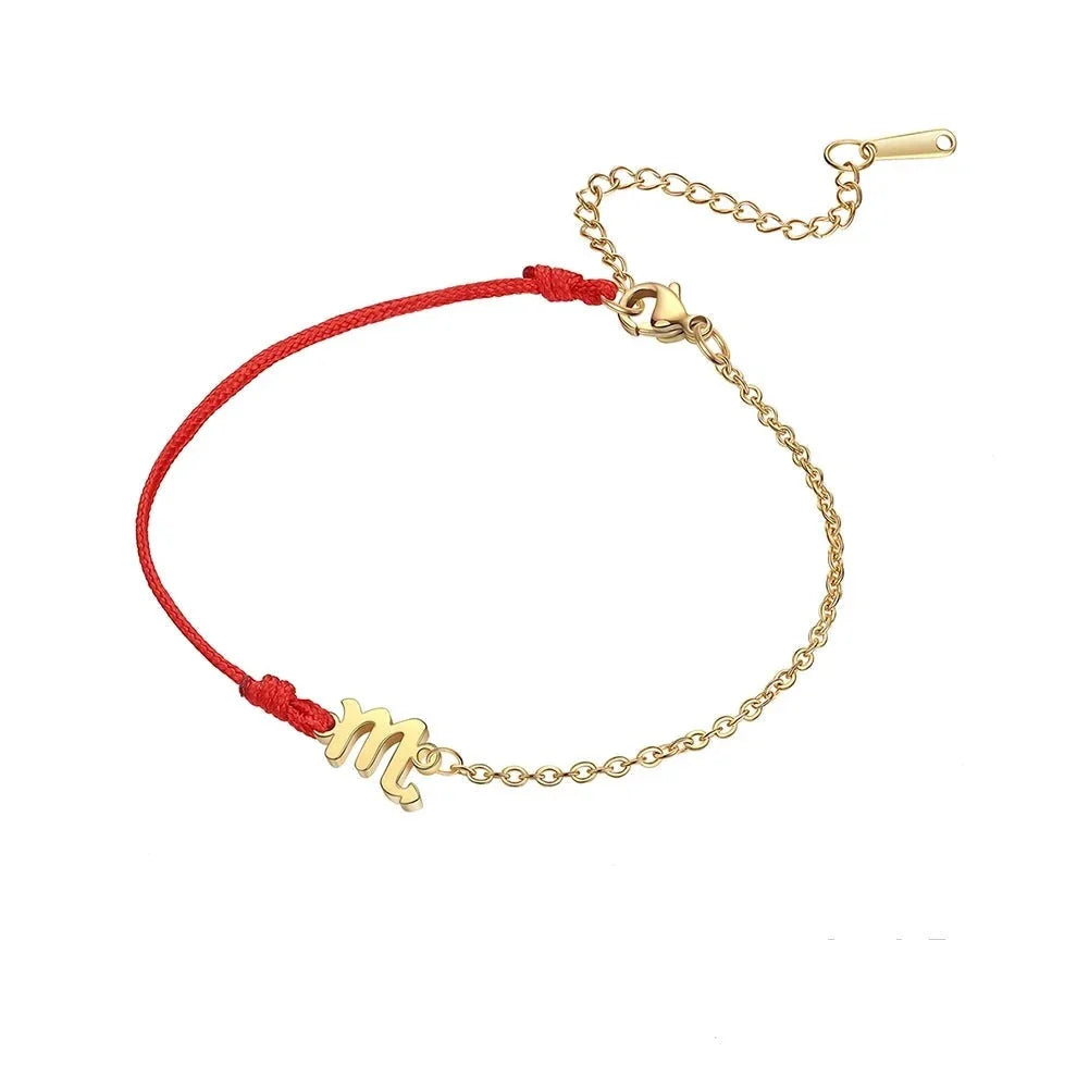 Adjustable Gold Pisces Zodiac Bracelet with Red String - A Perfect Gift
 - ModishWorld