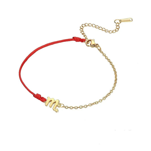 Adjustable Gold Pisces Zodiac Bracelet with Red String - A Perfect Gift
 - ModishWorld