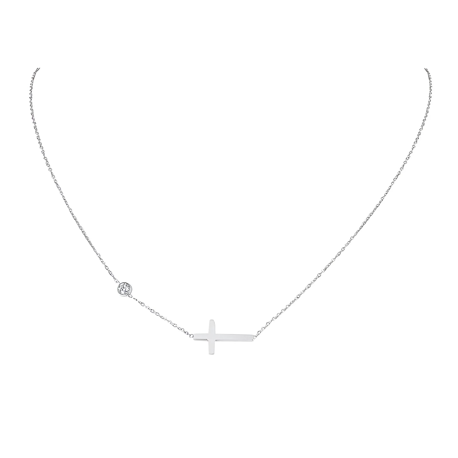 Minimalist Gold and Silver Cross Necklace with Diamond Details
 - ModishWorld
