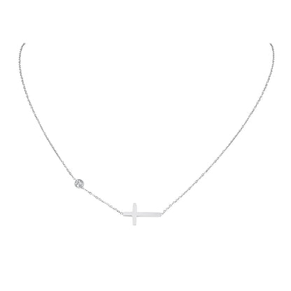 Minimalist Gold and Silver Cross Necklace with Diamond Details
 - ModishWorld