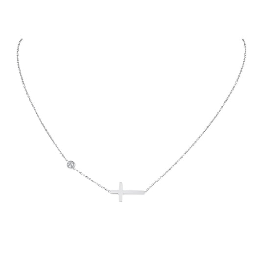 Minimalist Gold and Silver Cross Necklace with Diamond Details
 - ModishWorld
