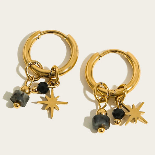 Elegant Gold Hoop Earrings with Black Bead Accent – YA-CHAN Design
 - ModishWorld