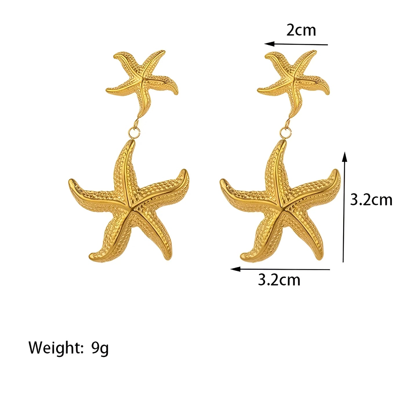 Beach-Inspired Gold Starfish Jewelry Set: Necklace and Earrings
 - ModishWorld
