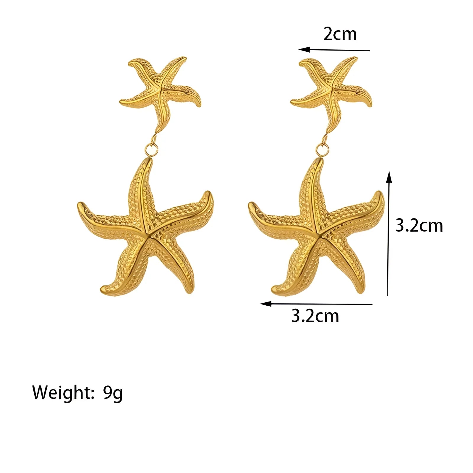 Beach-Inspired Gold Starfish Jewelry Set: Necklace and Earrings
 - ModishWorld