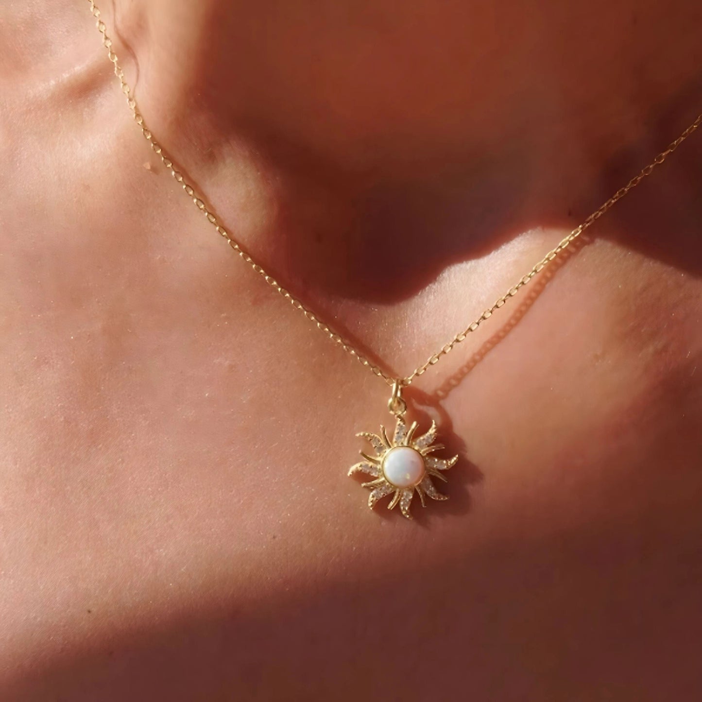 Celestial Sunburst Opal Gold Pendant Necklace: Luxurious Jewelry
 - ModishWorld