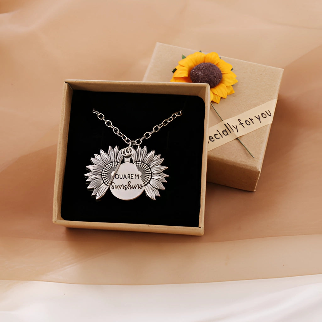 Inspirational Gold Sunflower Necklace: My Sunshine Pendant
 - ModishWorld