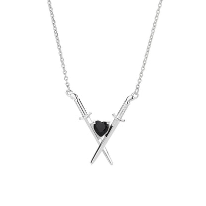 Black Onyx and Gold Sword Necklace: Gothic Fantasy Jewelry
 - ModishWorld