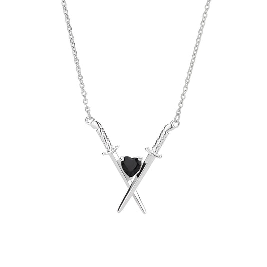 Black Onyx and Gold Sword Necklace: Gothic Fantasy Jewelry
 - ModishWorld