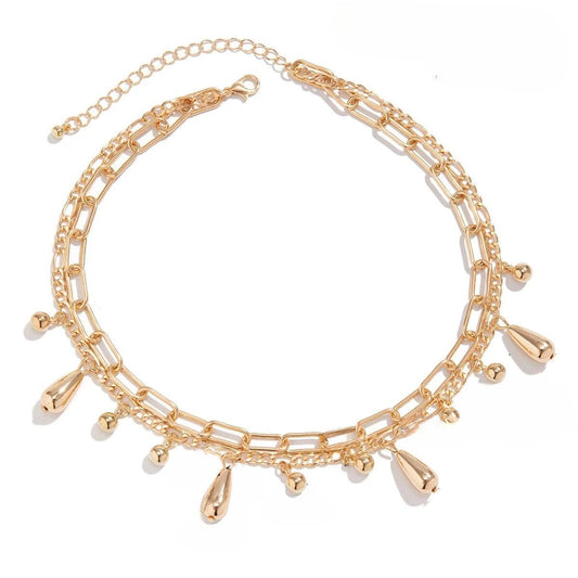 Elegant Teardrop Choker Necklace with Gold Pendant
 - ModishWorld