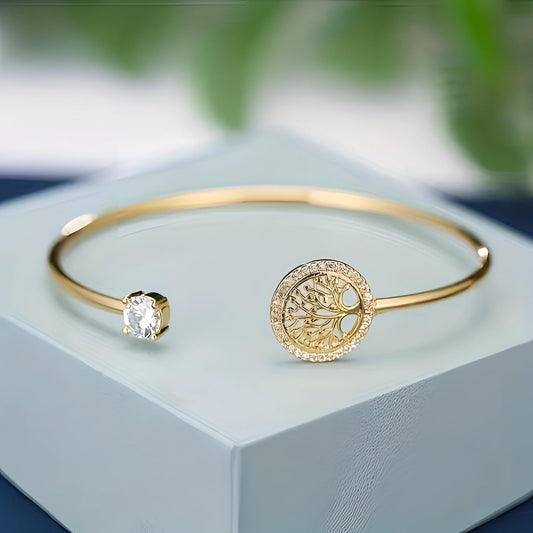 Adjustable Gold Tree of Life Bracelet with Delicate Filigree
 - ModishWorld