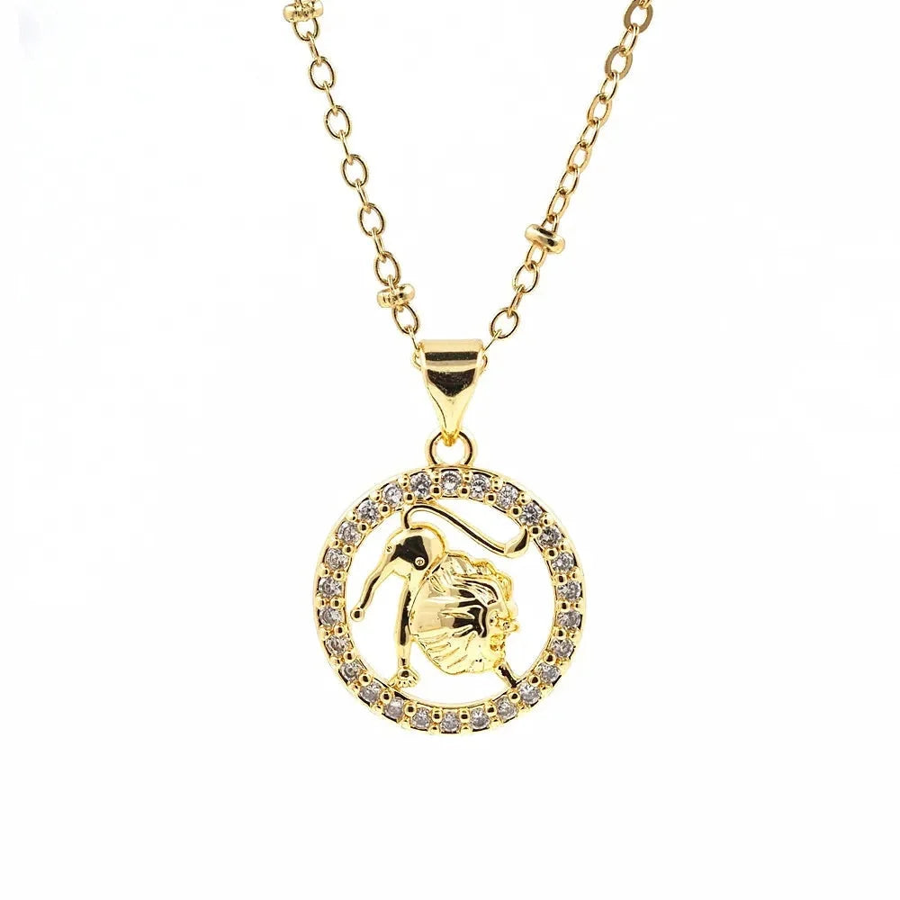 Elegant Fantasy Gold Unicorn Necklace with Diamond Accent
 - ModishWorld
