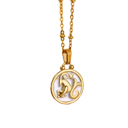 Luxury Astrology Gift: Gold Zodiac Necklace with Mother-of-Pearl Charm
 - ModishWorld