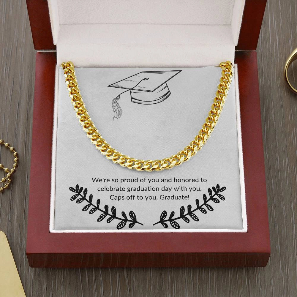 Personalized Handkerchief & Cuban Link Chain Graduation Gift with Cap ...