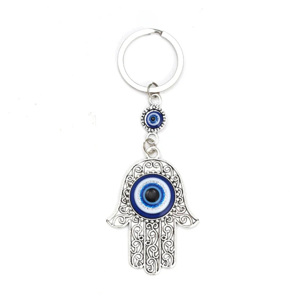 Blue Hamsa Hand Keychain: Evil Eye Protection Amulet
 - ModishWorld