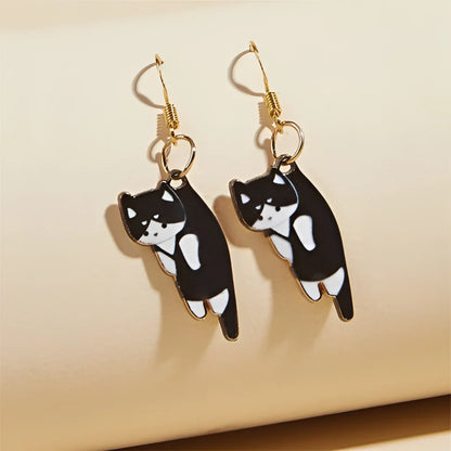 Charming Hand-Painted Cat Earrings: A Cute Animal-Themed Acrylic Jewelry Gift
 - ModishWorld