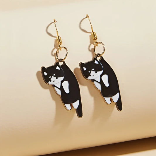 Charming Hand-Painted Cat Earrings: A Cute Animal-Themed Acrylic Jewelry Gift
 - ModishWorld