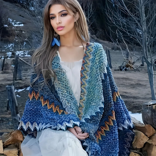 Bohemian Handmade Wool Poncho in Colorful Winter Style
 - ModishWorld