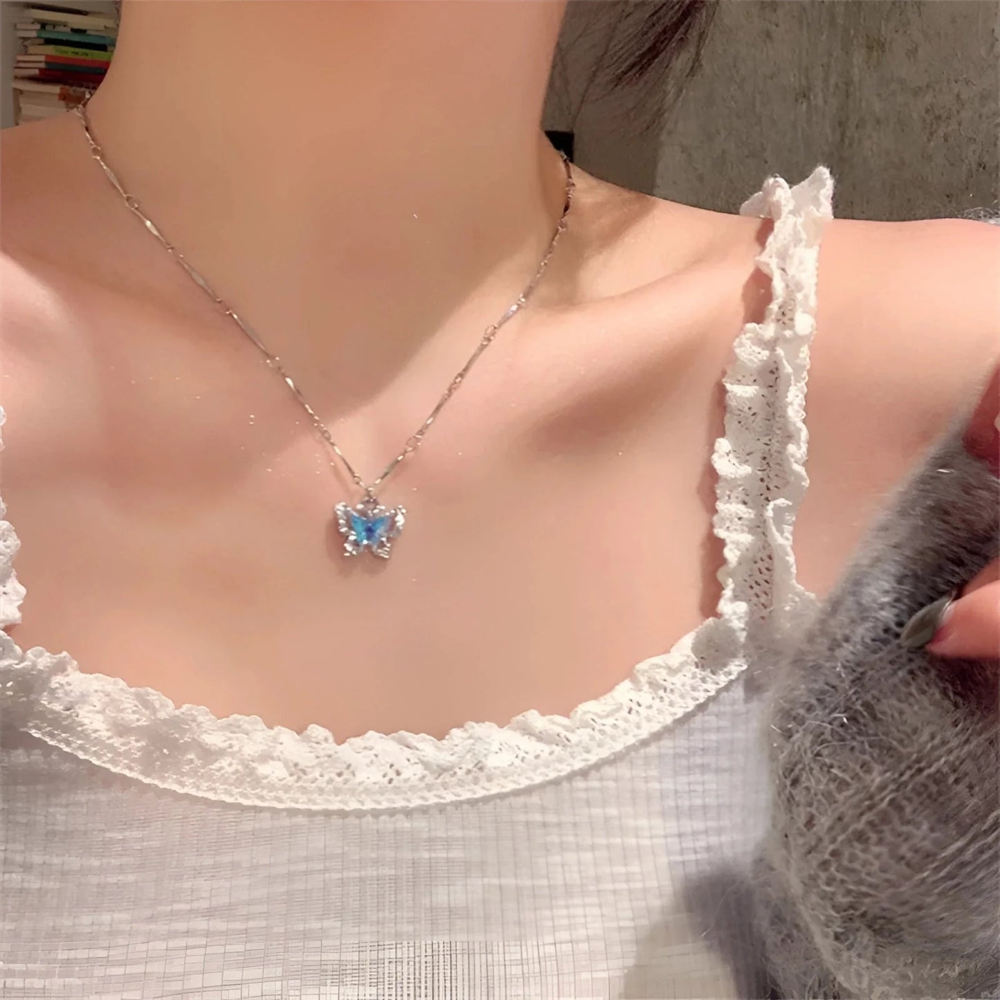 Elegant Layered Necklace with Heart-Shaped Blue Gem Pendant for Women
 - ModishWorld