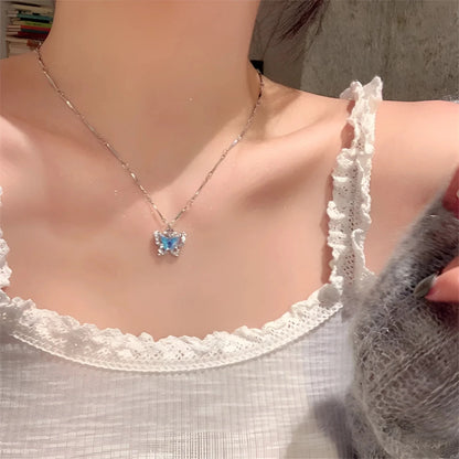 Elegant Layered Necklace with Heart-Shaped Blue Gem Pendant for Women
 - ModishWorld
