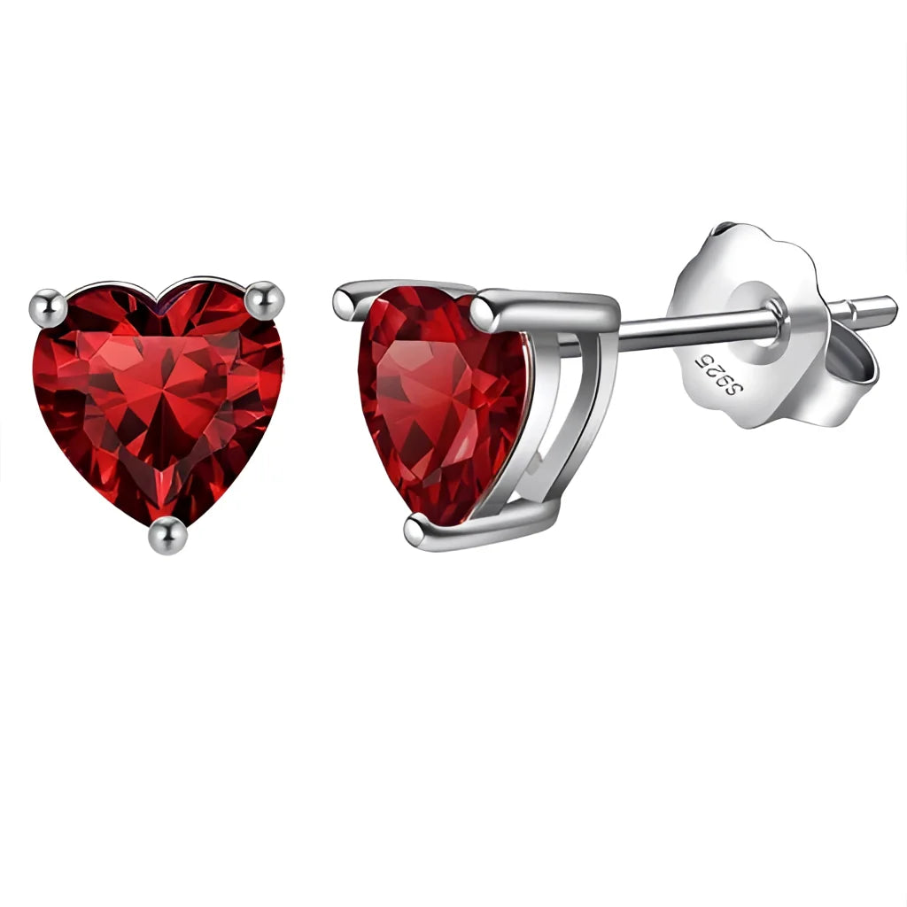 Sterling Silver Birthstone Crystal Heart Earrings
 - ModishWorld