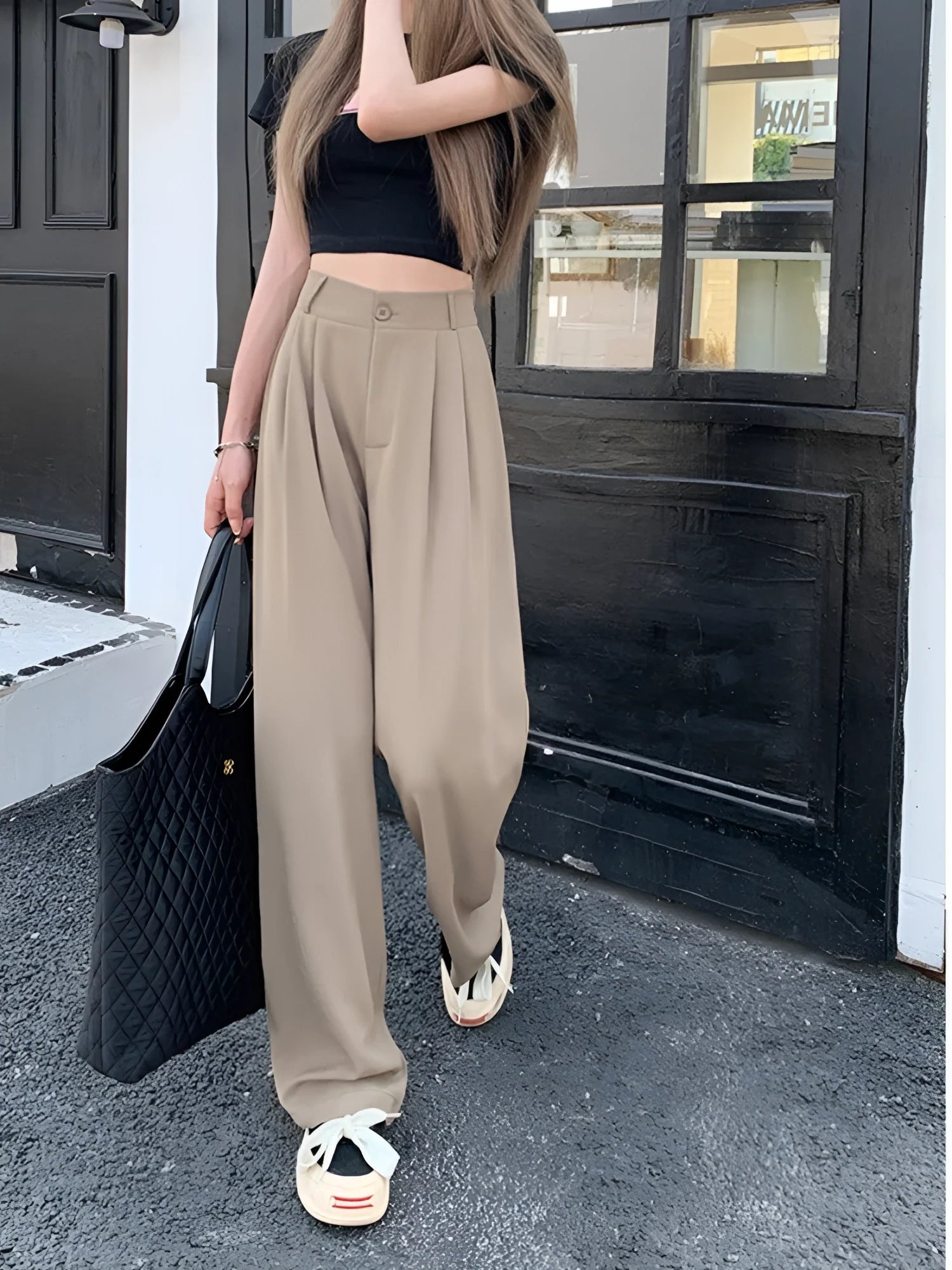 Women's Casual Beige Palazzo Pants with High Waist
 - ModishWorld