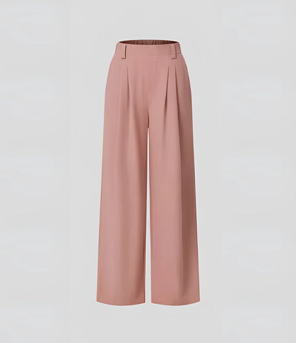 Women's Pink High-Waisted Wide Leg Pleated Formal Trousers
 - ModishWorld
