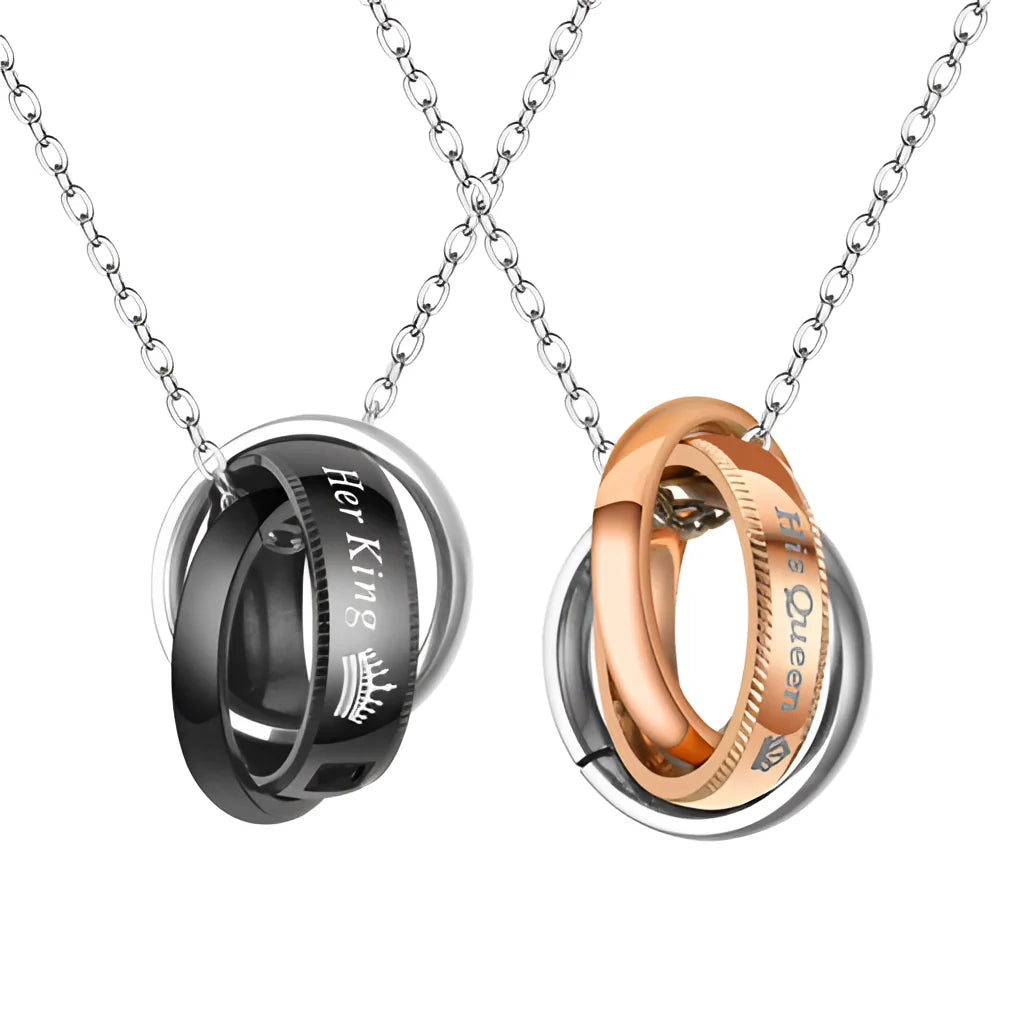 Matching King and Queen Stainless Steel Necklaces – Romantic Couple's Gift
 - ModishWorld