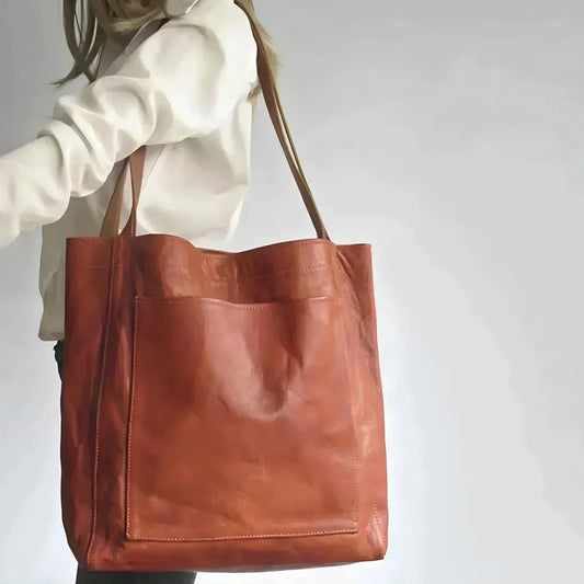Handmade Large Caramel Leather Tote for Women - Perfect for Work
 - ModishWorld
