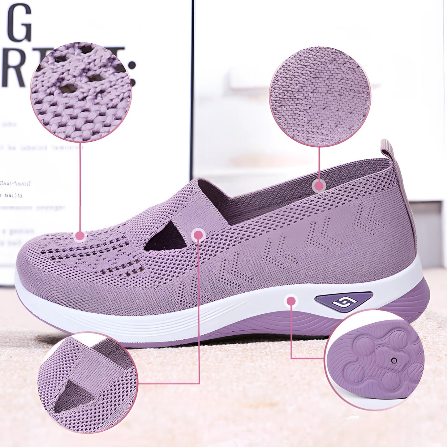 Women's Lavender Mesh Walking Shoes: Lightweight & Breathable
 - ModishWorld