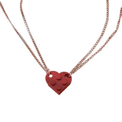 Heart-Shaped Block Pendant Necklace, Customizable with Colorful Bricks
 - ModishWorld