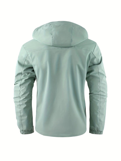 Men's Minimalist Waterproof Hooded Jacket, Light Green
 - ModishWorld