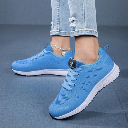 Women's Comfortable Blue Mesh Walking & Running Sneakers (Lightweight)
 - ModishWorld