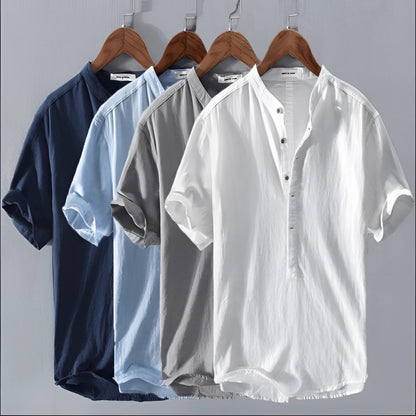 Men's Short Sleeve Linen Henley: Casual, Lightweight & Breathable
 - ModishWorld
