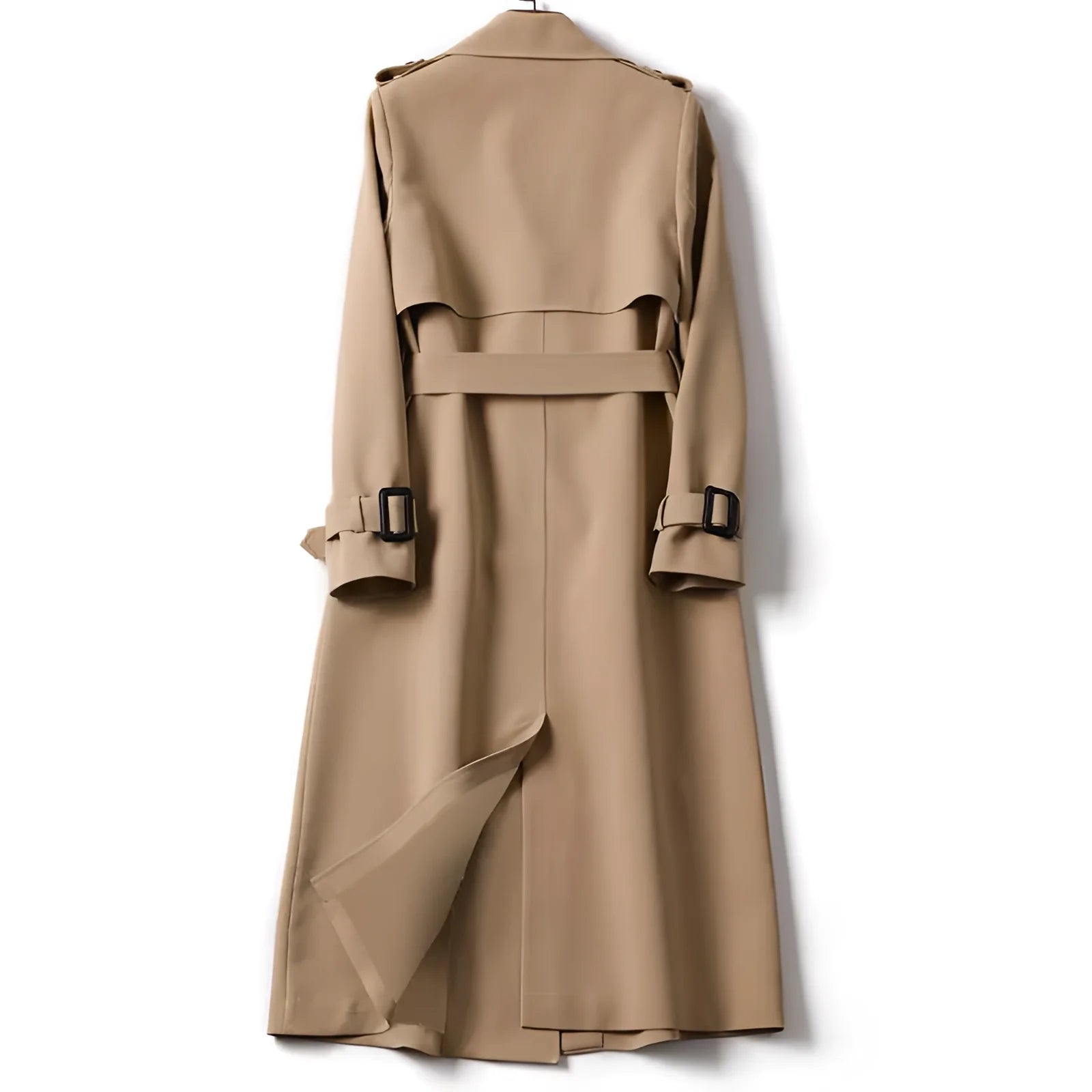 Beige Maxi Trench Coat for Women, Belted - Fall Designer Style
 - ModishWorld