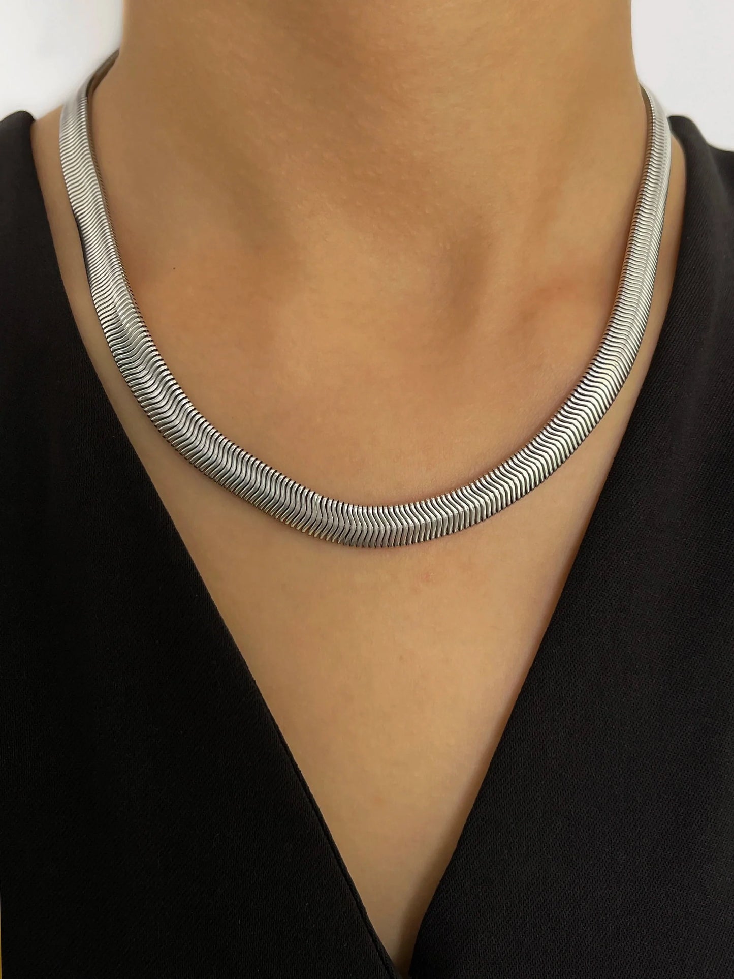 Sleek Minimalist 18K Gold Snake Chain Choker Necklace
 - ModishWorld
