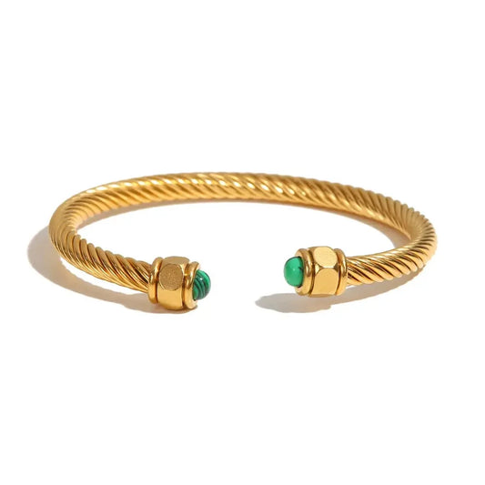 Fine 18k Gold Twisted Cable Bracelet with Gemstone – Luxury Jewelry
 - ModishWorld