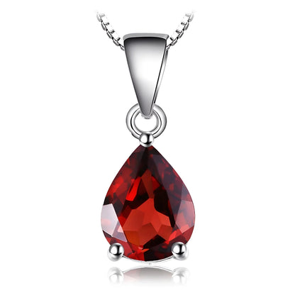 Elegant 925 Sterling Silver Necklace with Red Oval Gemstone Pendant
 - ModishWorld