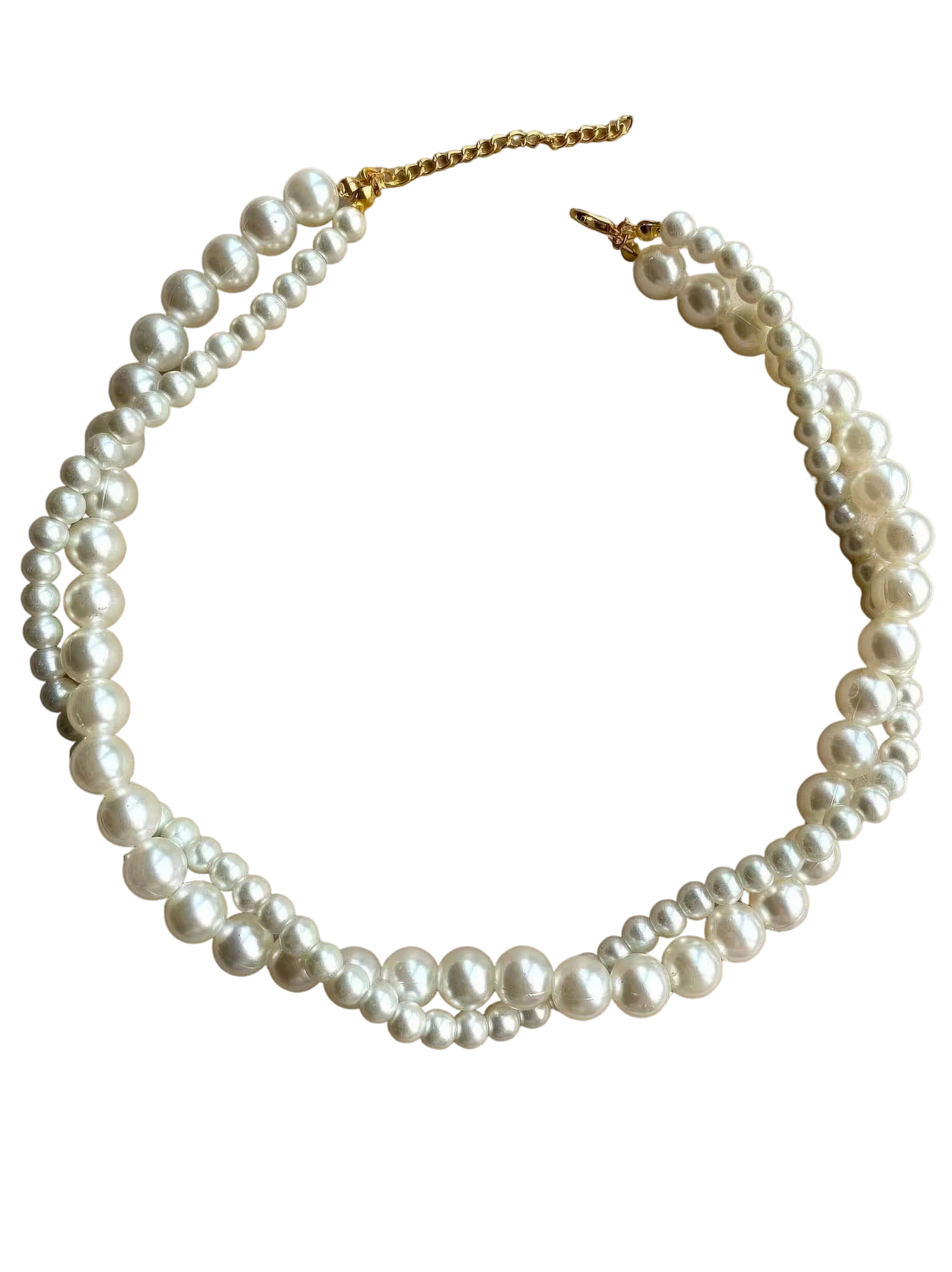 Elegant Pearl Bridal Choker Necklace, Double Strand
 - ModishWorld