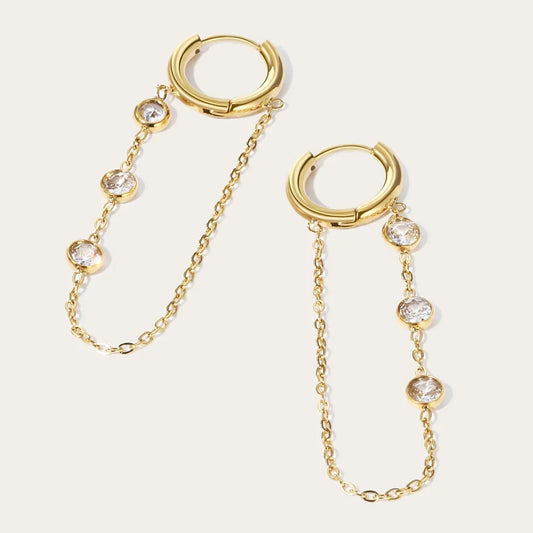 YA-CHAN Designer Gold Chain Drop Earrings, Luxury Style
 - ModishWorld