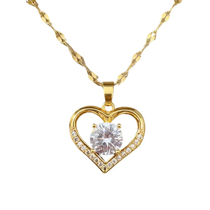 Romantic Diamond Crystal and Gold Heart Necklace, Luxury Gift
 - ModishWorld