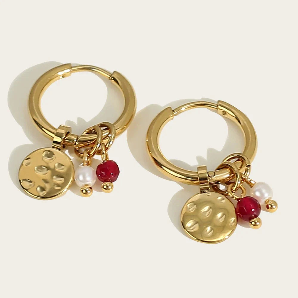 Elegant Pearl and Gold Hoop Earrings by YA-CHAN
 - ModishWorld