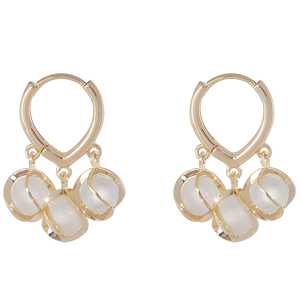 Elegant Gold Hoop Earrings with Clear Gemstones: Vintage Style
 - ModishWorld