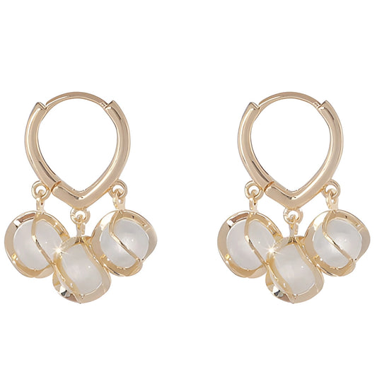 Elegant Gold Hoop Earrings with Clear Gemstones: Vintage Style
 - ModishWorld