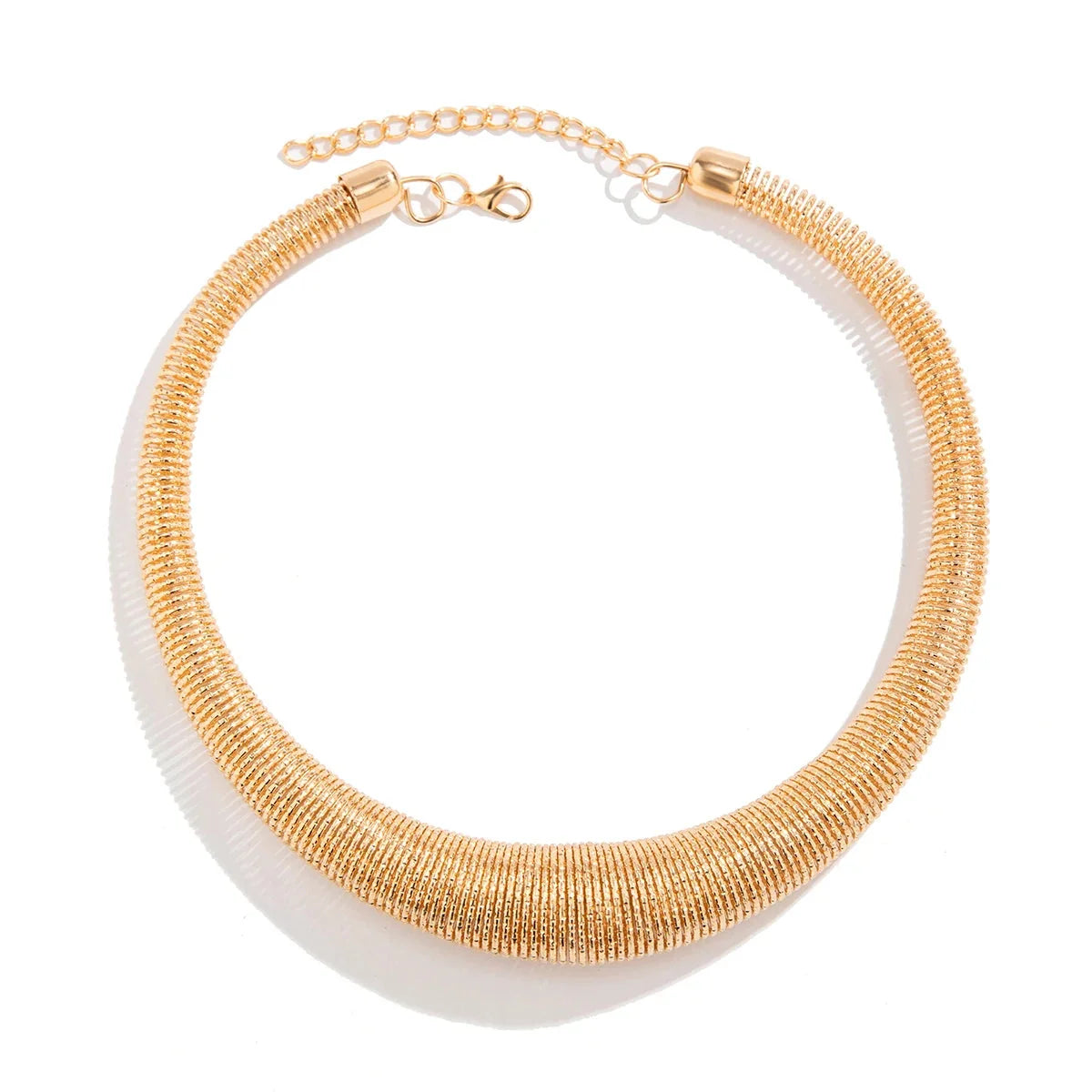 Elegant Wide Textured Gold/Silver Mesh Choker Necklace
 - ModishWorld