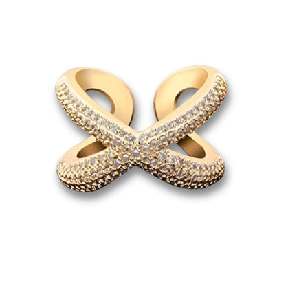 X-Shaped Diamond Crossover Ring in Gold – Pave Style
 - ModishWorld